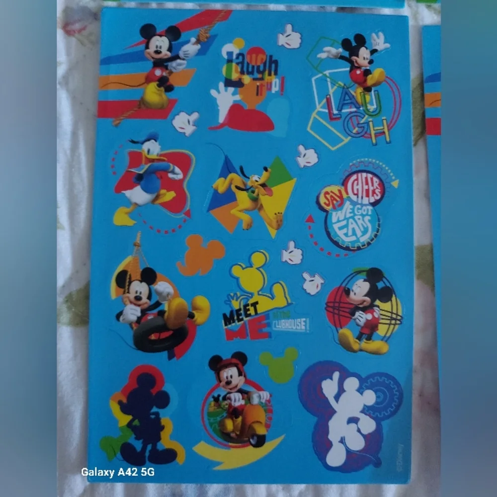 4 Sheets Disney Mickey Mouse Cartoon Stickers. Bags, Books, School, Bottle